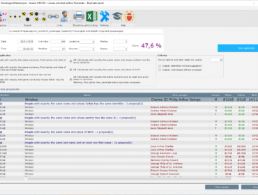 Genealogical Data - Duplicate search view