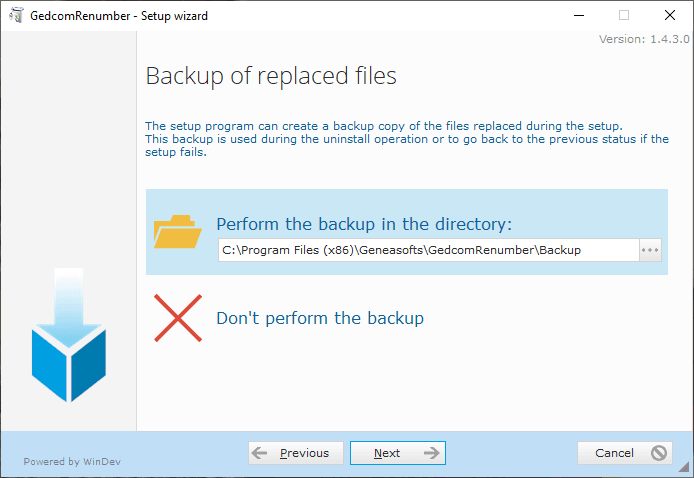 GEDCOM Renumber - Installation - Backup of replaced files