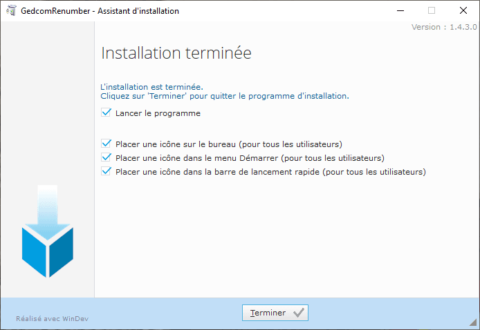 GEDCOM Renumber - Installation - Fin de l'installation